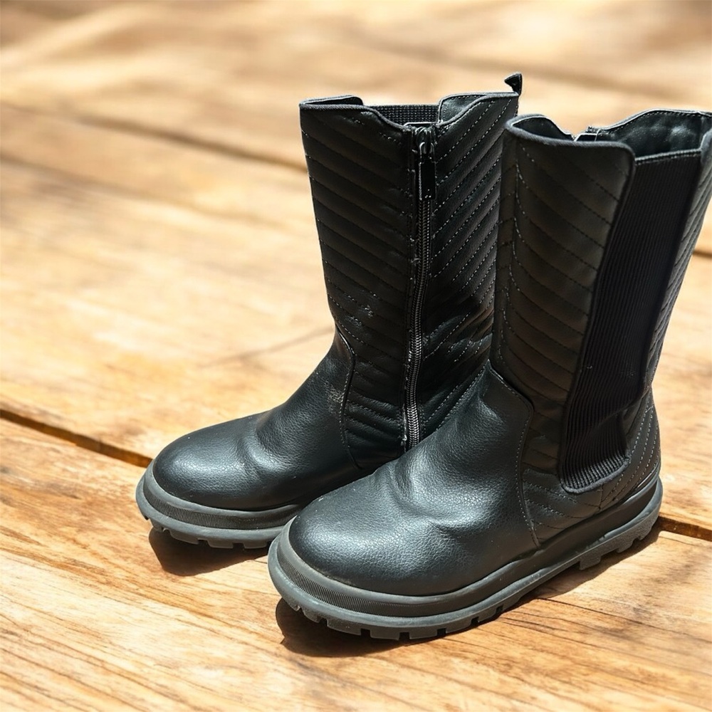 Black Quilted Leather Boots